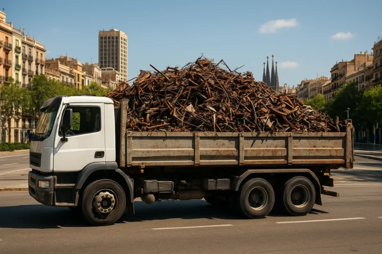 Camión de recogida de chatarra en Barcelona
