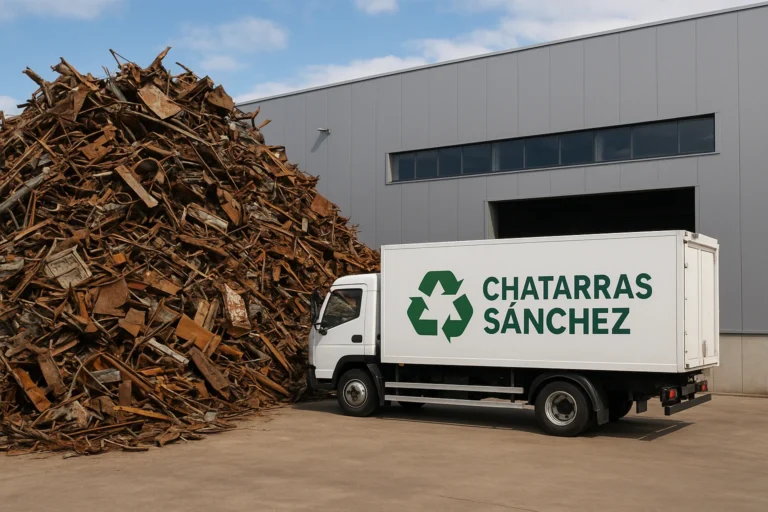 Inicio 1 Montón de metales férricos en centro Chatarras Sánchez