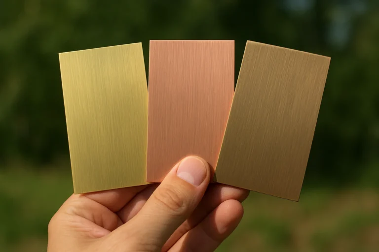 Muestras de latón, cobre y bronce para identificación visual clara