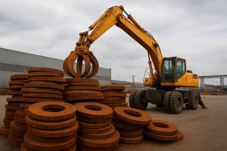 Montón de chatarra pesada lista para recogida industrial