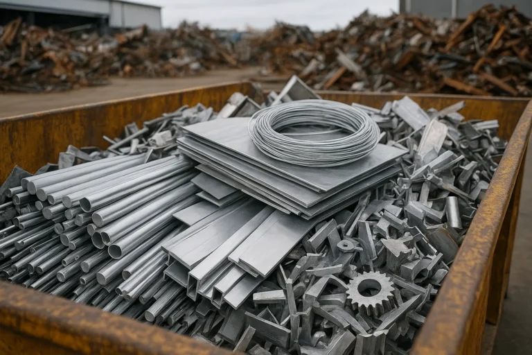 Inicio 1 Montón de metales limpios clasificados para reciclaje en chatarrería moderna